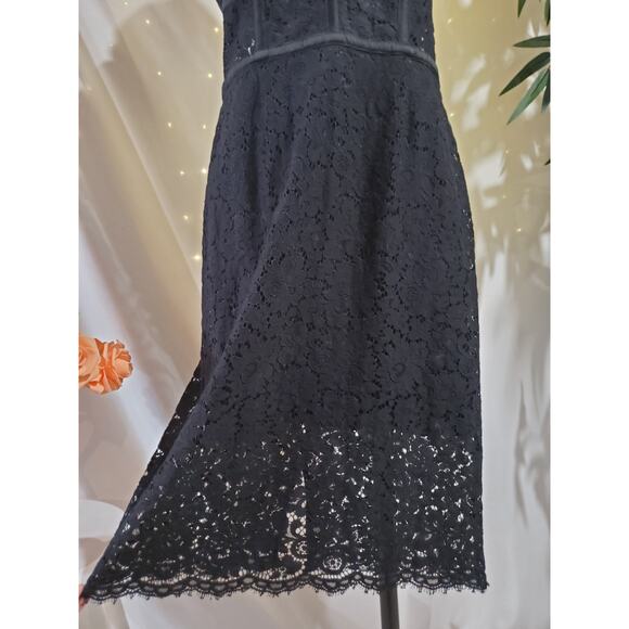 Express Lace Sheer Waist Cutout Bodycon Dress Size 10 Whimsigoth Coquette Black - Picture 6 of 13